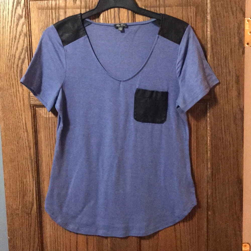 Faux leather shoulder top